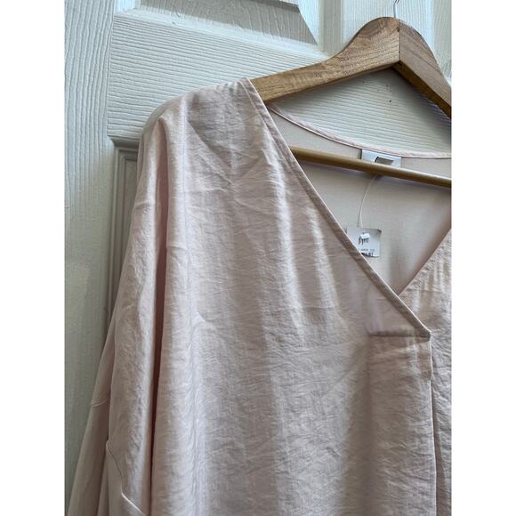 J Jill New Flaw V Neck Elbow Sleeve Crinkle Front Mix Media Boxy Blouse Plus 3X - Picture 7 of 12